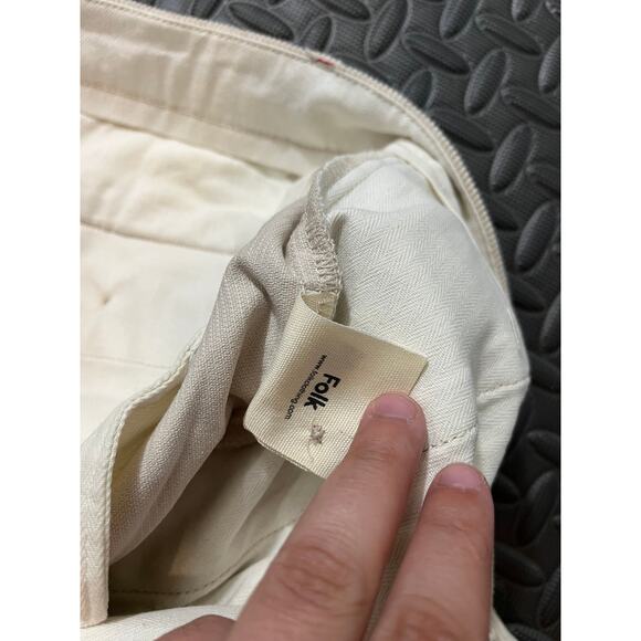 Folk Men’s Freddy Cord Trousers Winter White Pants Size 36 Waist Casual Cream - Picture 5 of 10